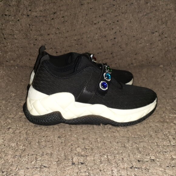 KURT GEIGER LONDON-Knit Jewel-Black-1.5" Platform-Colored Jewels-Sz 6-Excellent - Picture 4 of 8